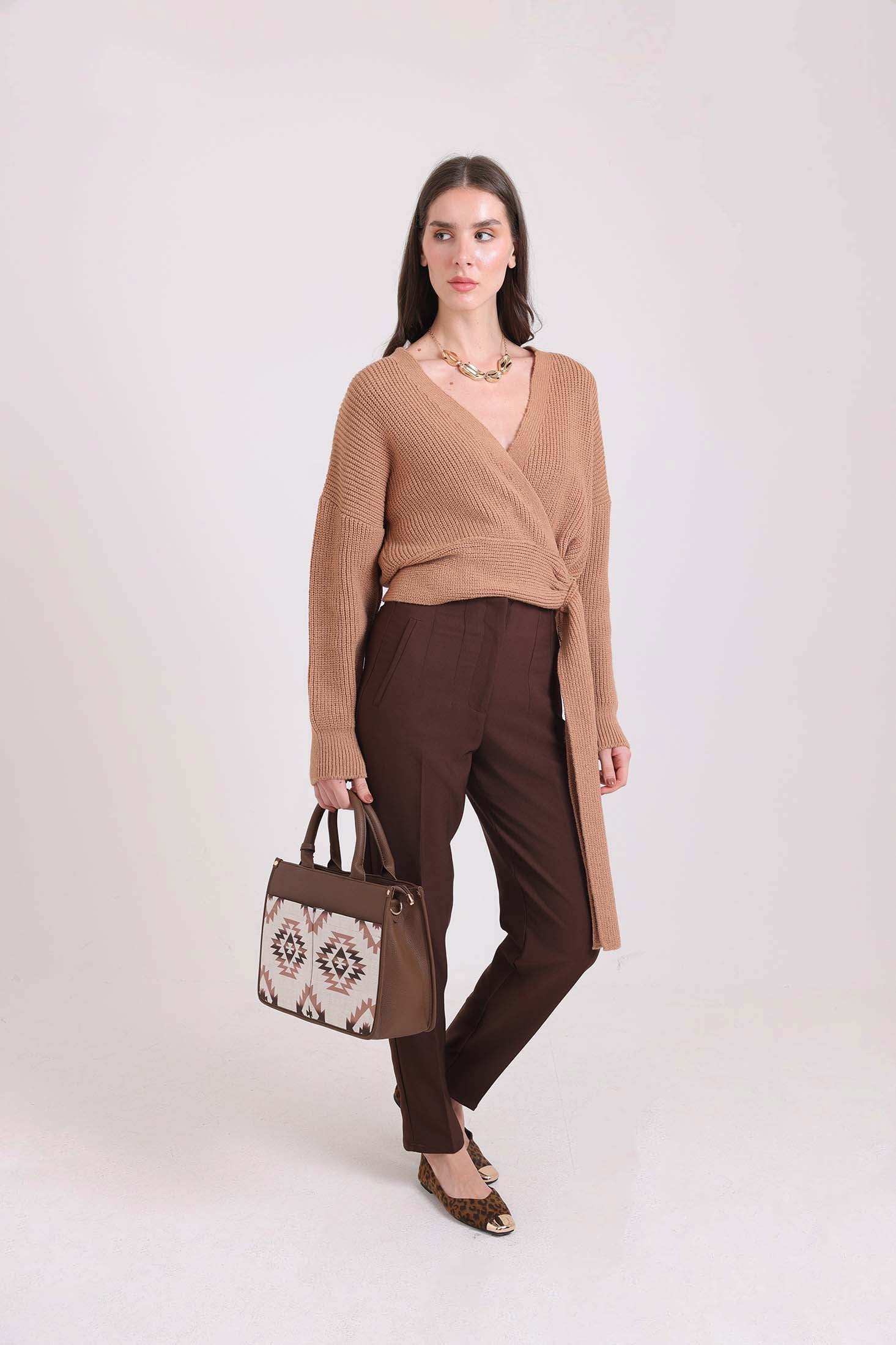 V-Neck Chunky Knit Wrap Cardigan