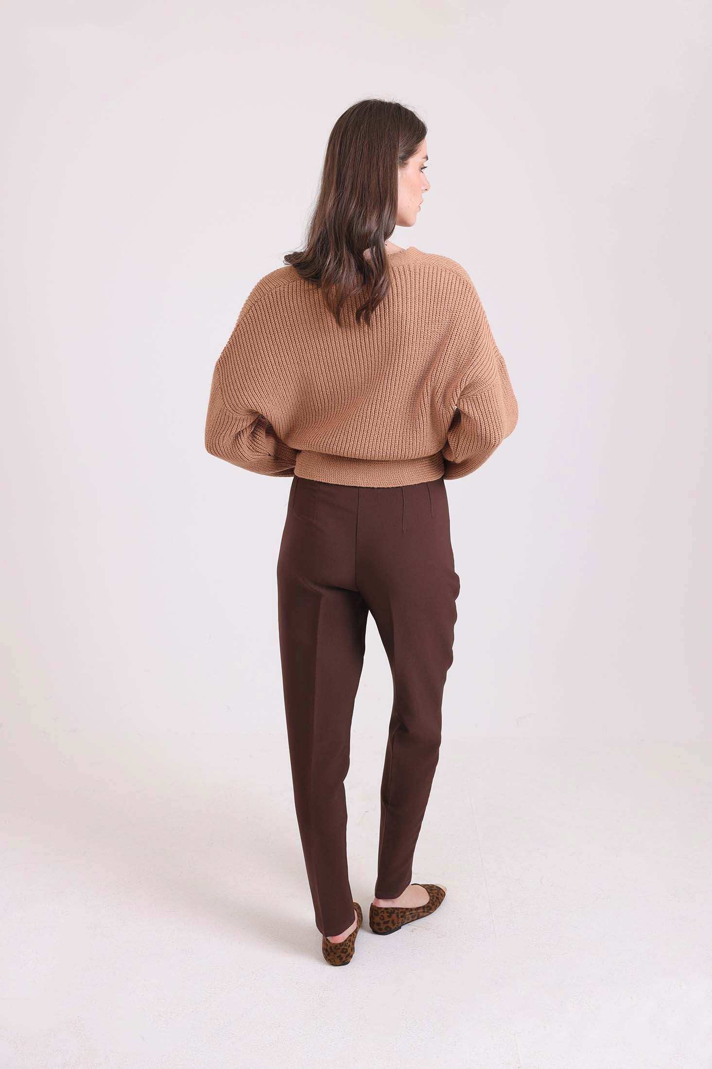 Tailored High-Waist Polyester Pants