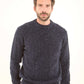 Knitted Diamond Round Neck Pullover with Flecks