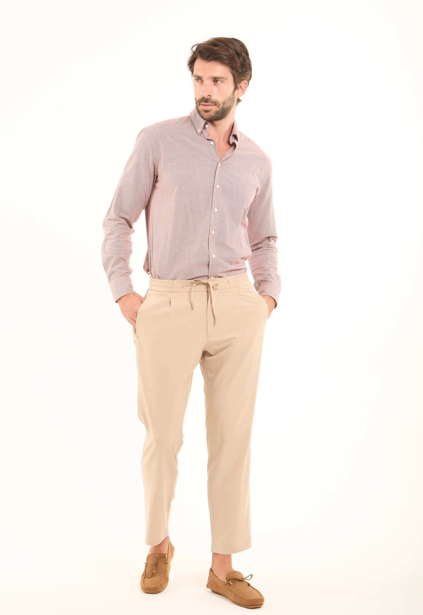 Nylon-Stretch Drawstring Pants
