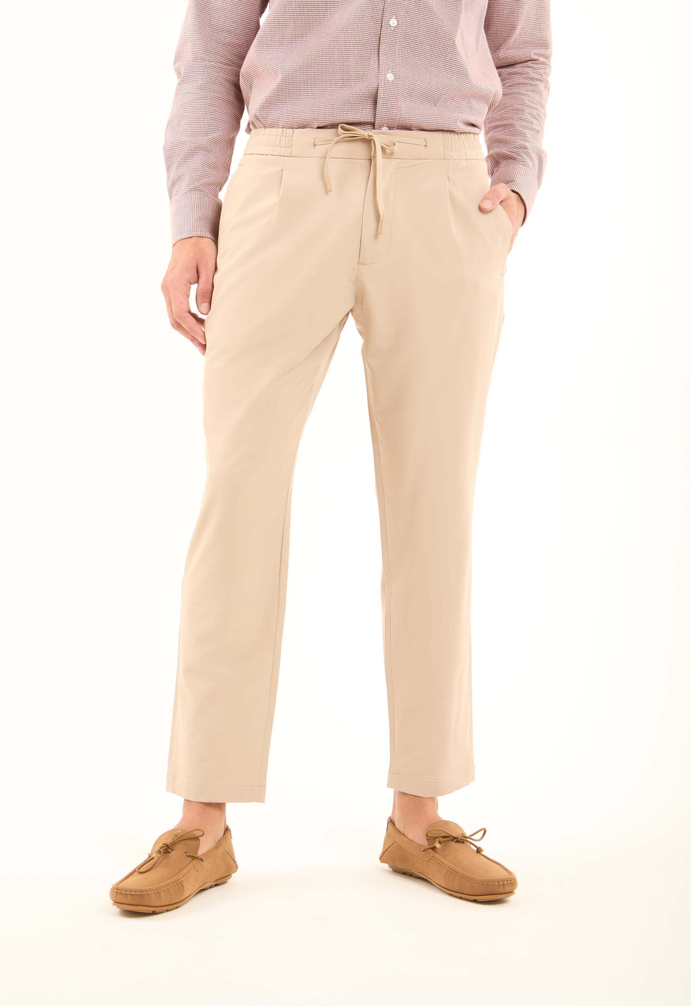 Nylon-Stretch Drawstring Pants