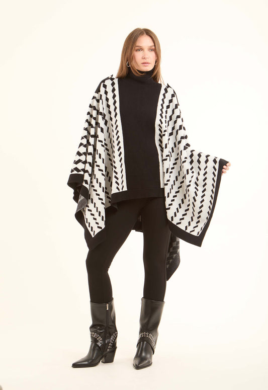 Patterned Loose Fit Slip on Shawl