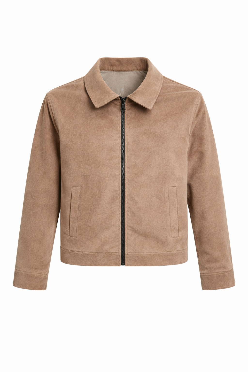 Suede-Texture Zip Jacket