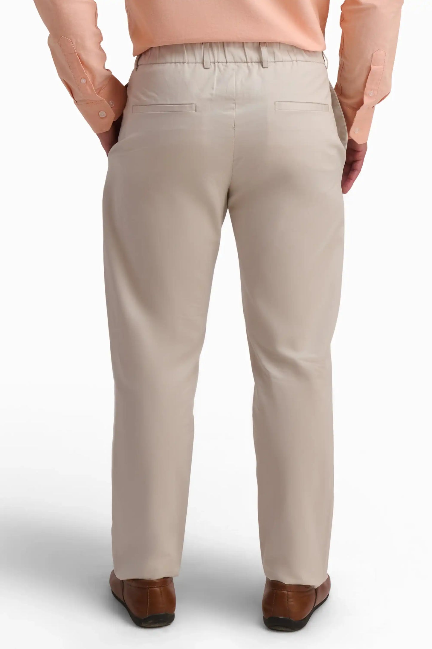 Beige Cotton Drawstring Trousers