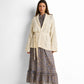 Cable-knit shawl-collar open cardigan