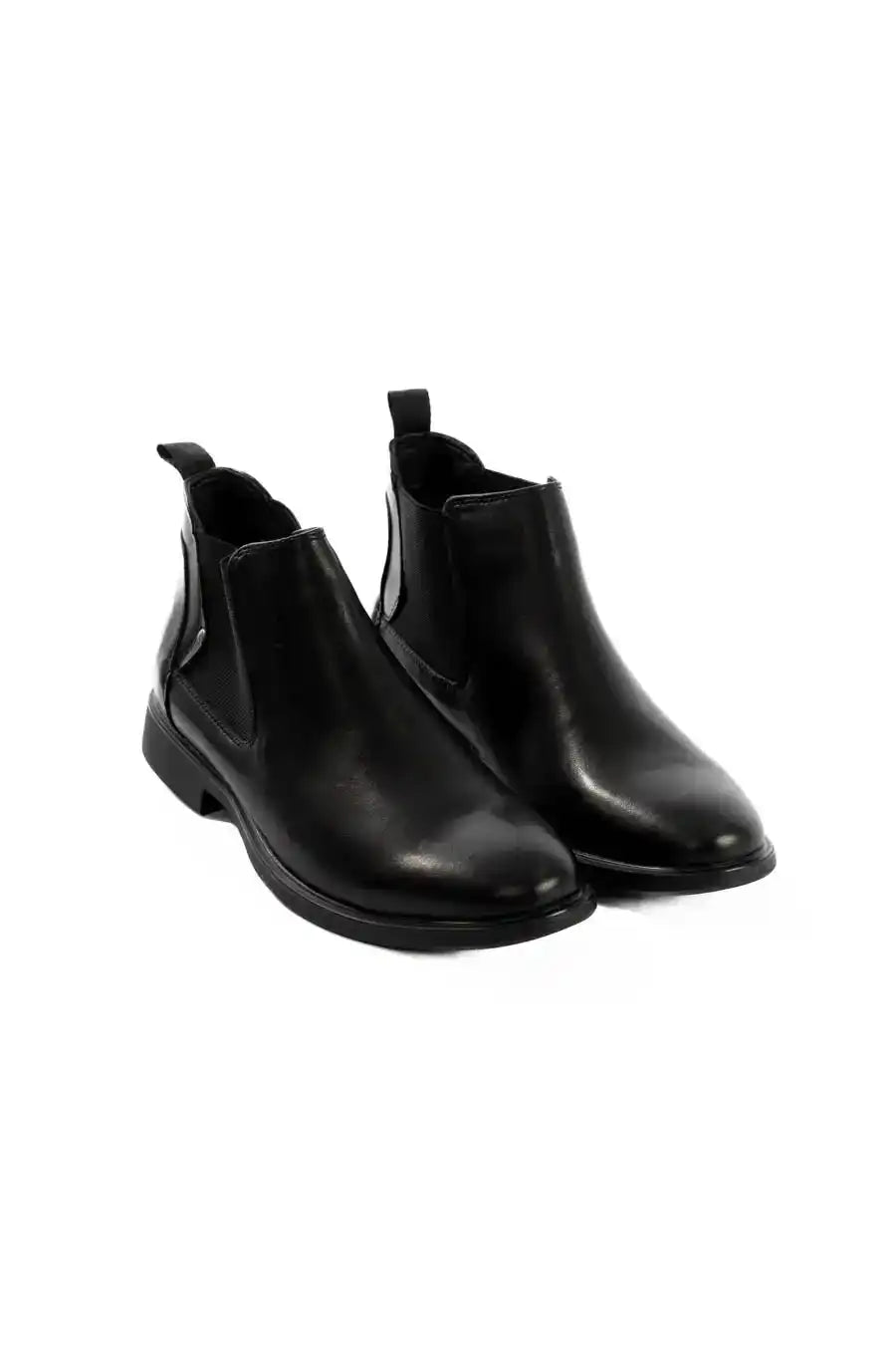 Elegant Leather Slip On Ankle Boots