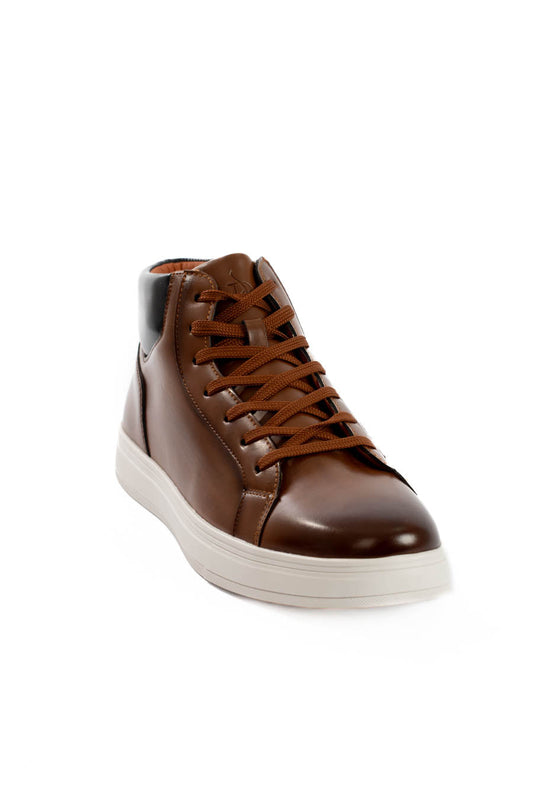 Shiny Leather High-Top Sneakers