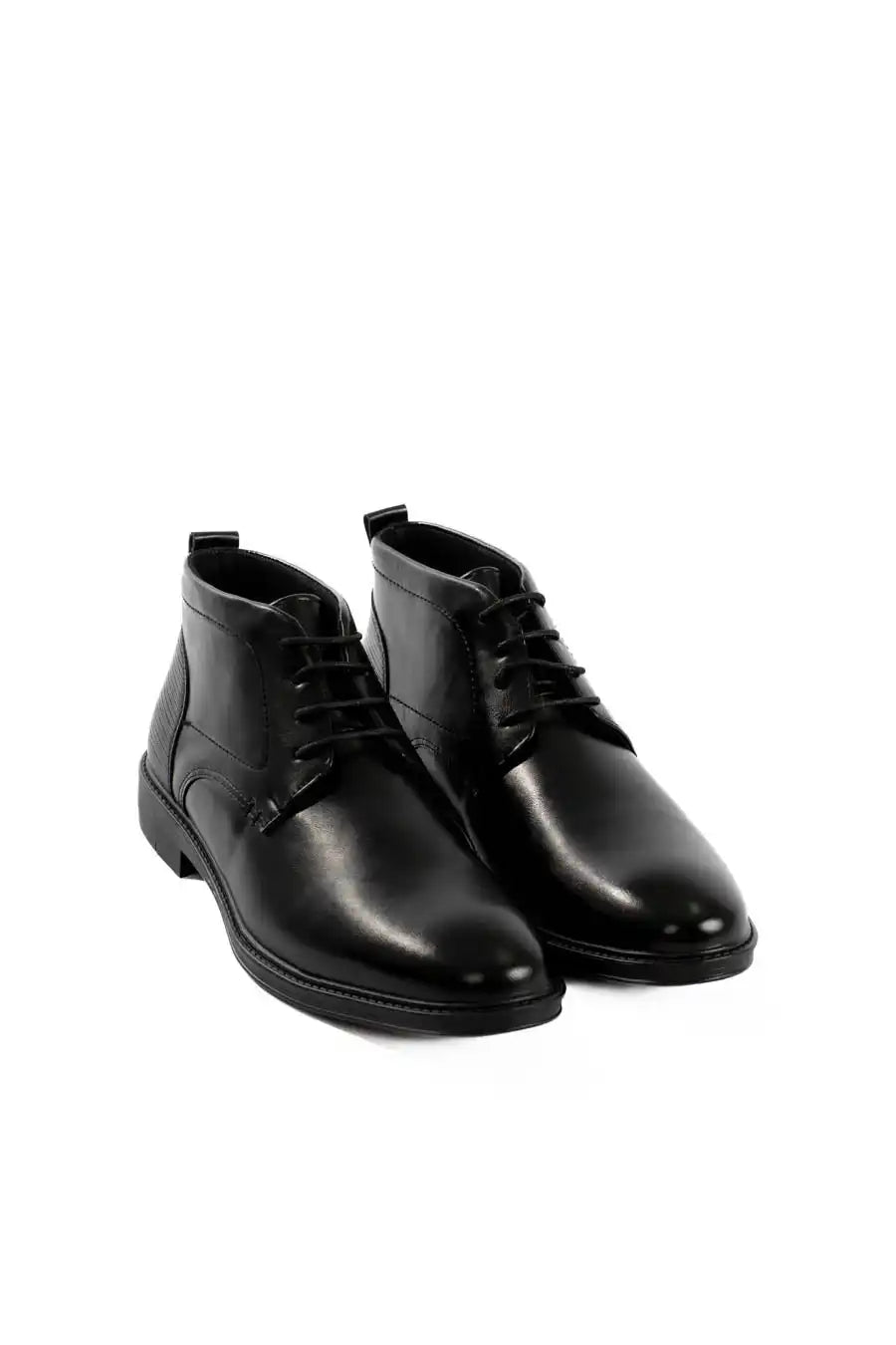 Oval Toecap Lace-Up Ankle Boots