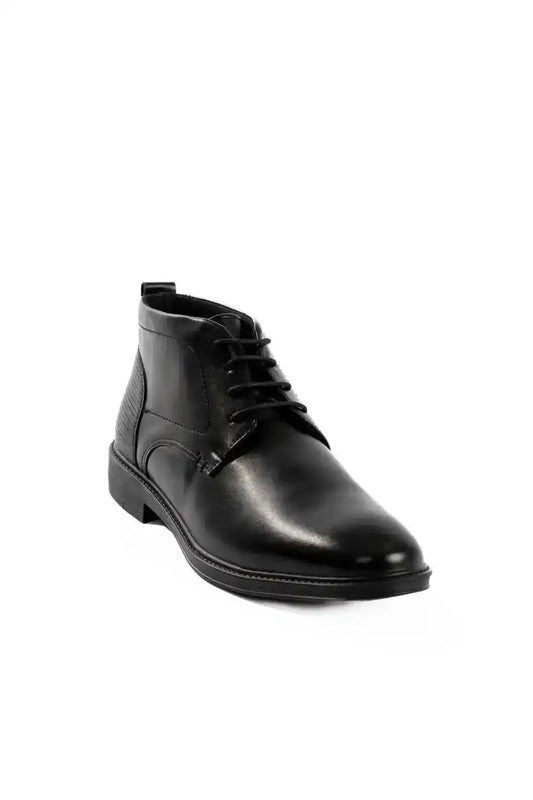 Oval Toecap Lace-Up Ankle Boots