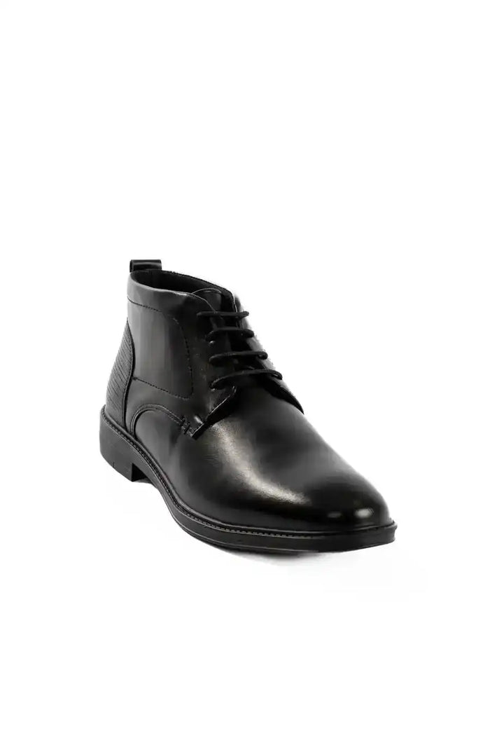 Oval Toecap Lace-Up Ankle Boots