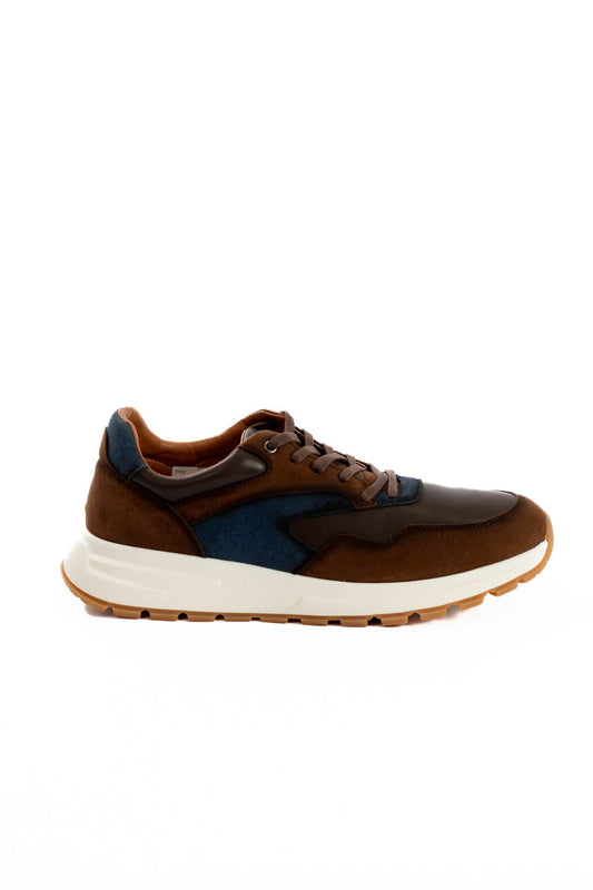 Brown Multi-Tone Leather Sneakers