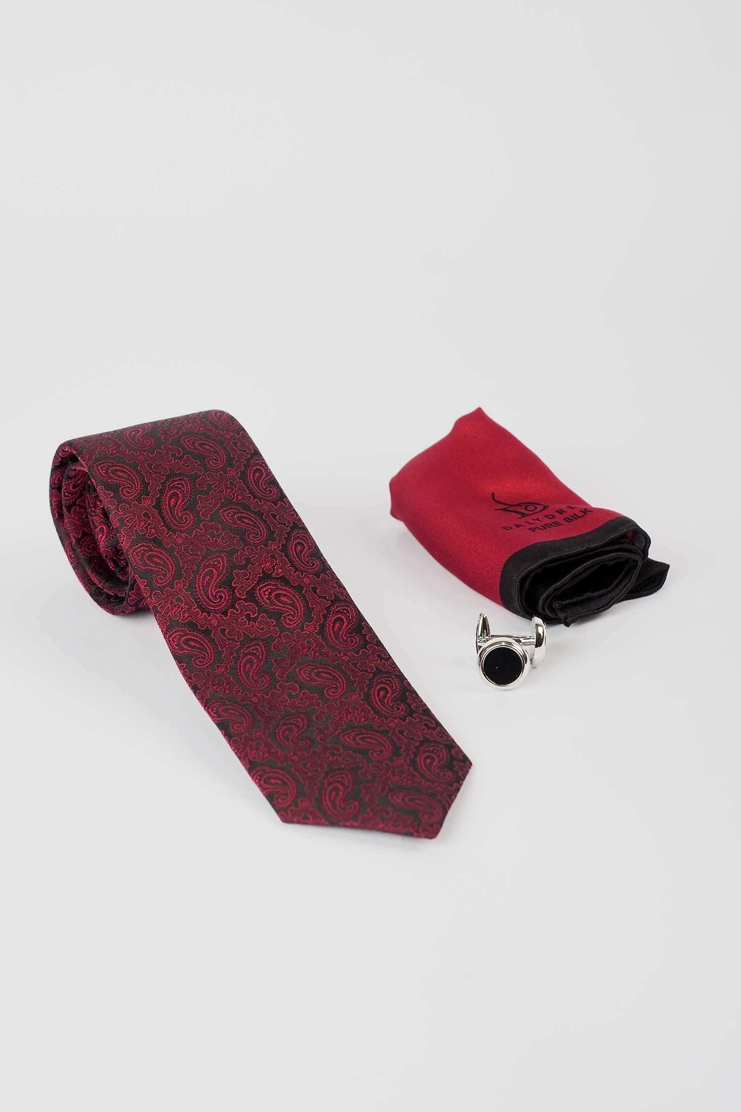 Paisley Silk Tie, Cufflink & Square Hanky Set
