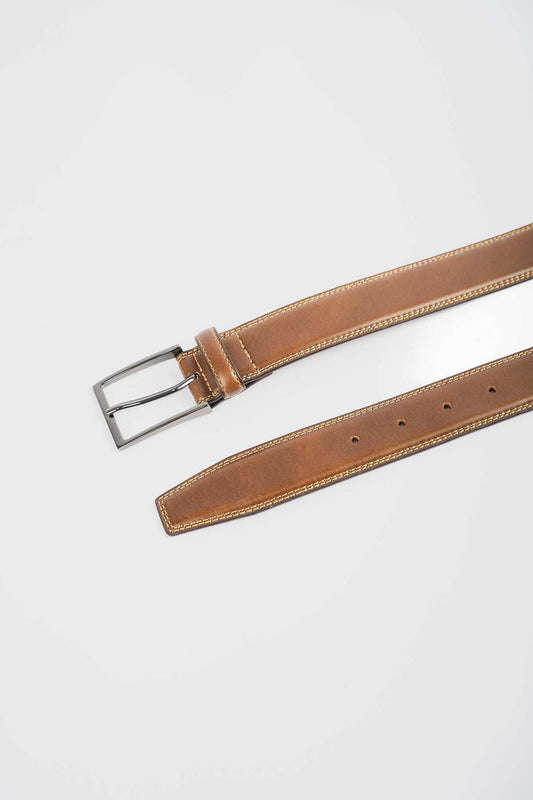 Premium Genuine Leather Belt with Stitched Detailing