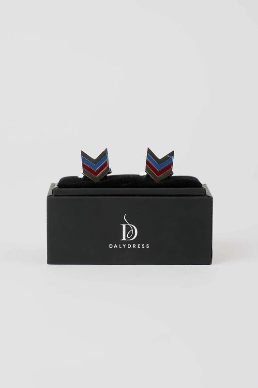 Chevron Enamel Zinc-Alloy Cufflinks