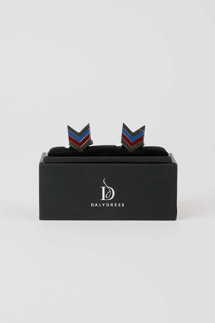 Chevron Enamel Zinc-Alloy Cufflinks