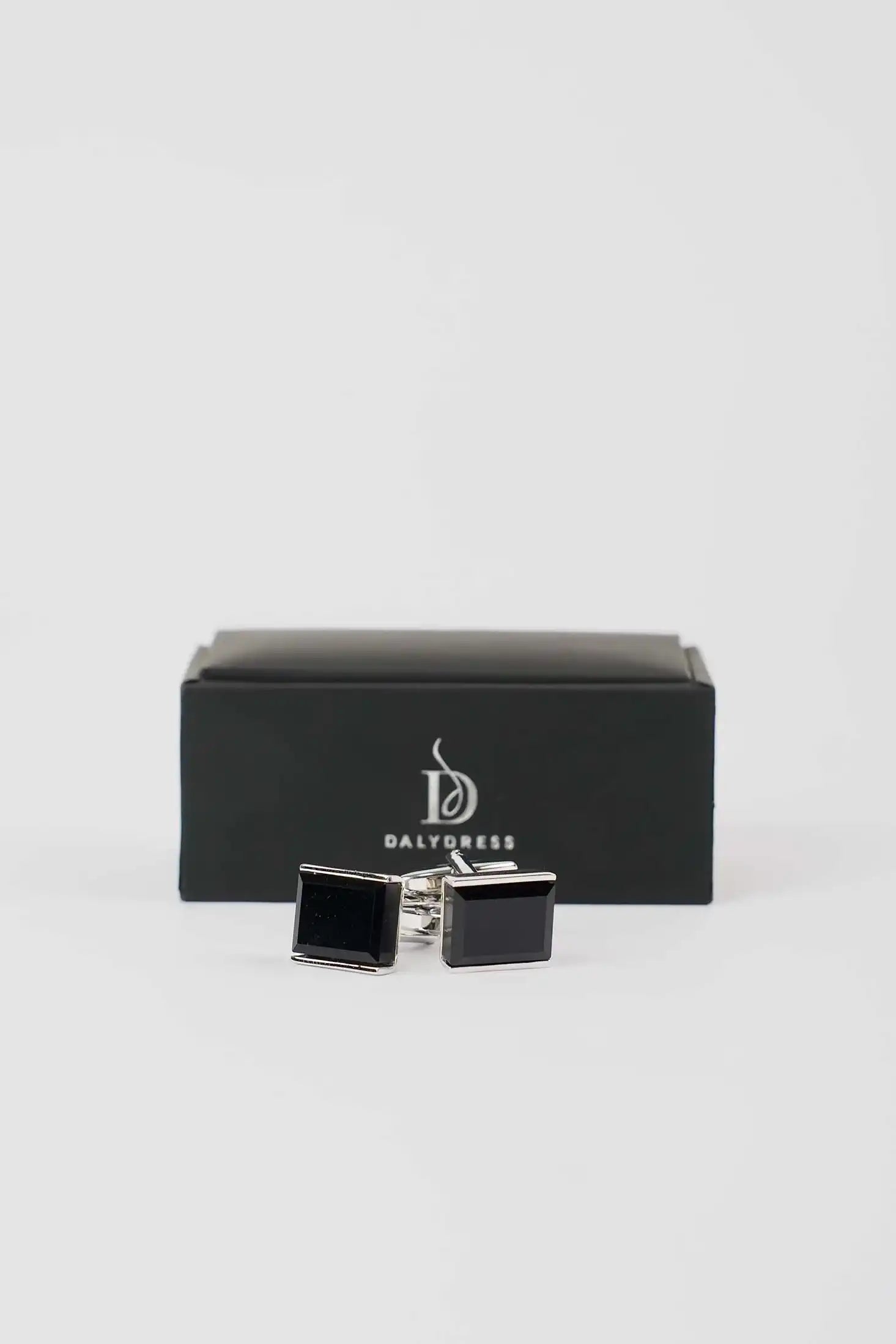 Elegant Black Rectangular Cufflinks
