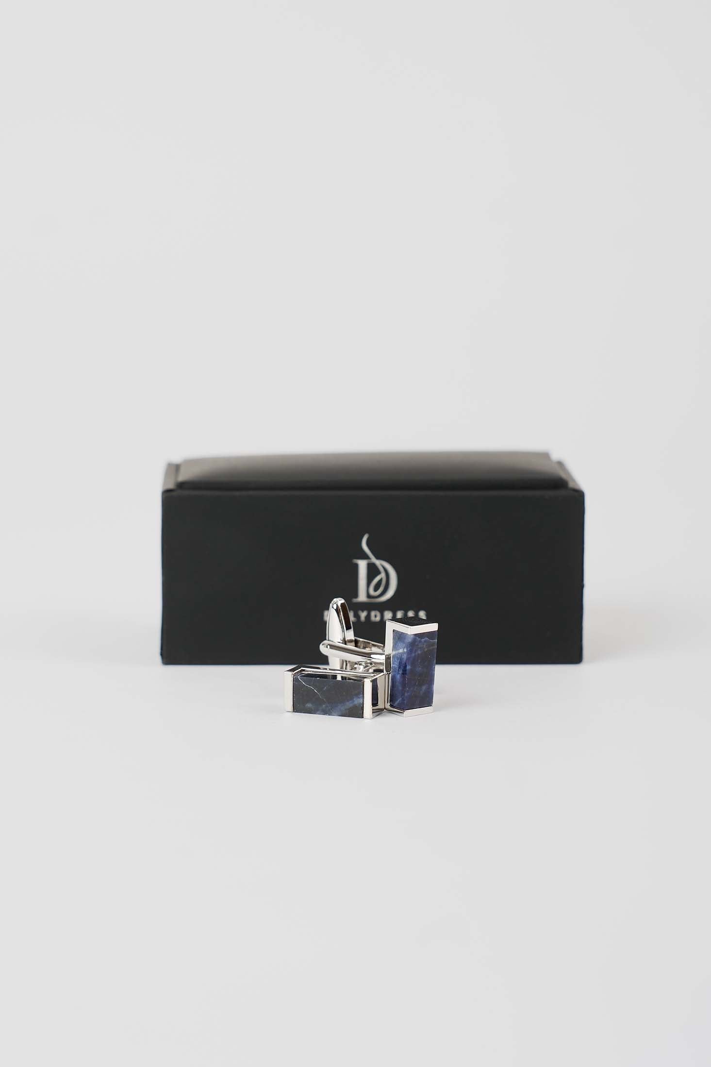 Rectangular Stone-Inlay Cufflinks