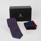 Patterned Tie, Square Cufflink & Solid Hanky Set