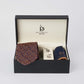 Paisley Silk Tie, Metal Cufflink & Solid Hanky Set