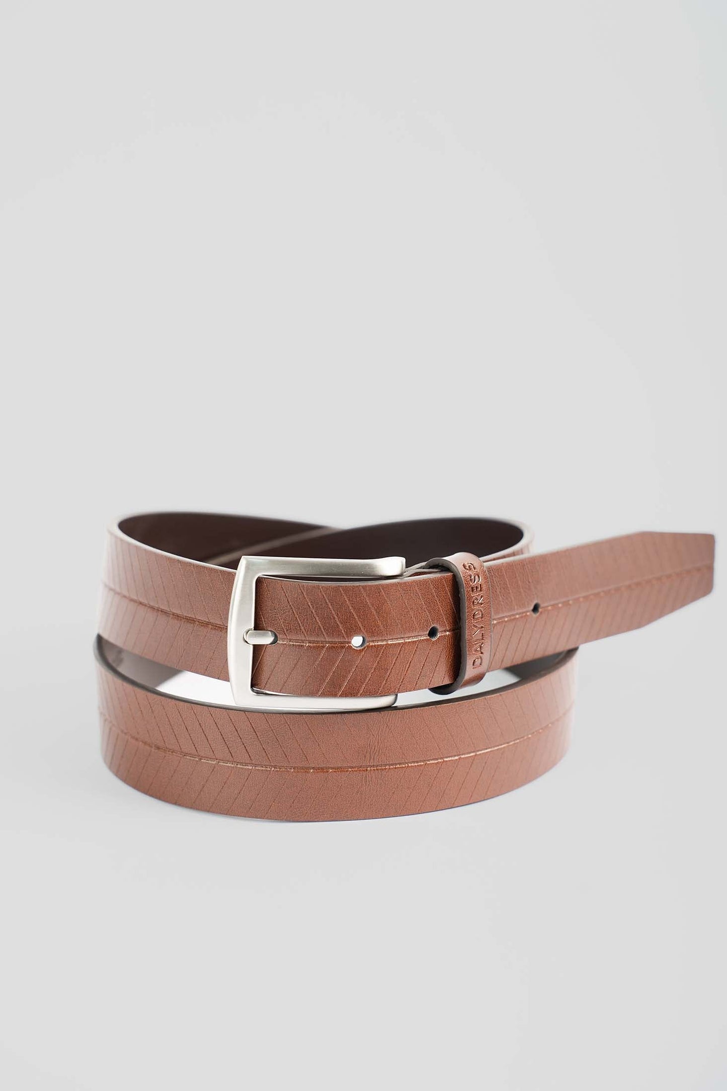 Textured Chevron Genuine Leather Belt