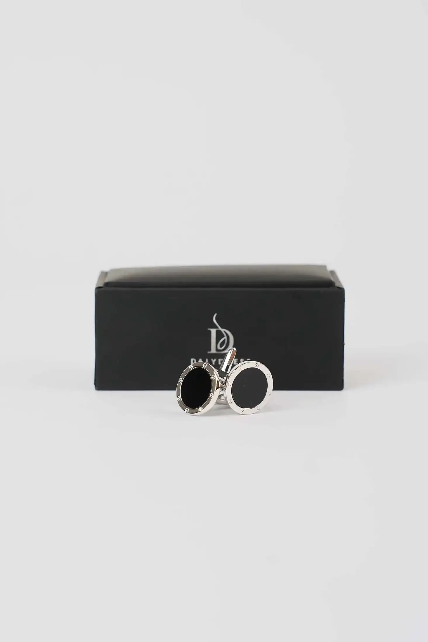 Premium Round Enamel-Trim Cufflinks