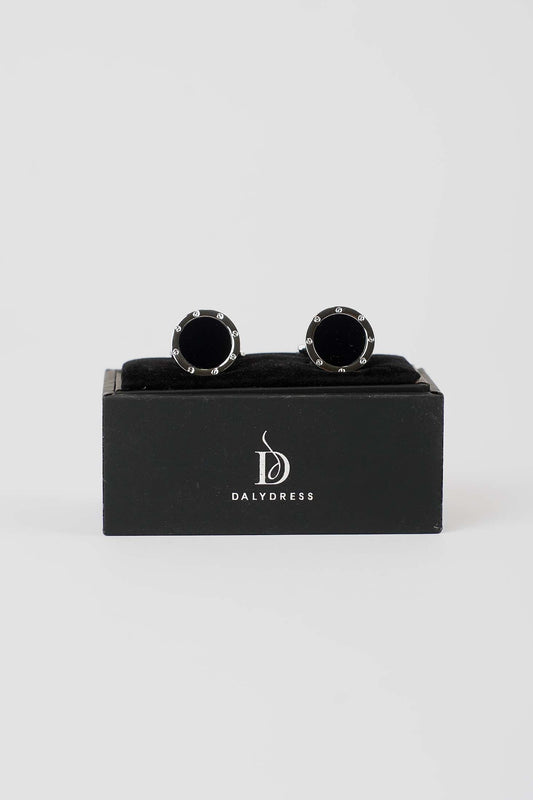 Premium Round Enamel-Trim Cufflinks
