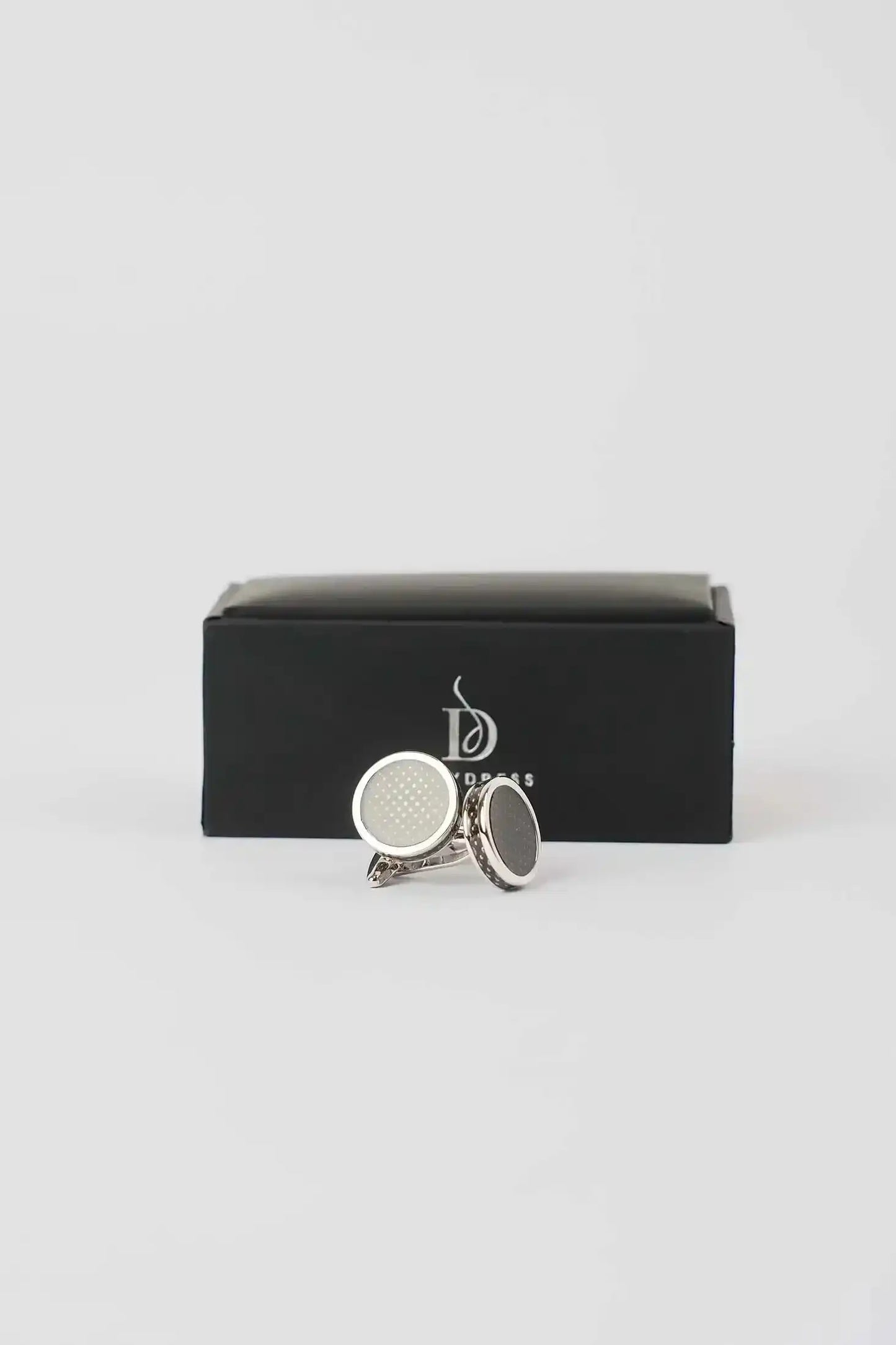 Premium Dual-Tone Textured Round Cufflinks