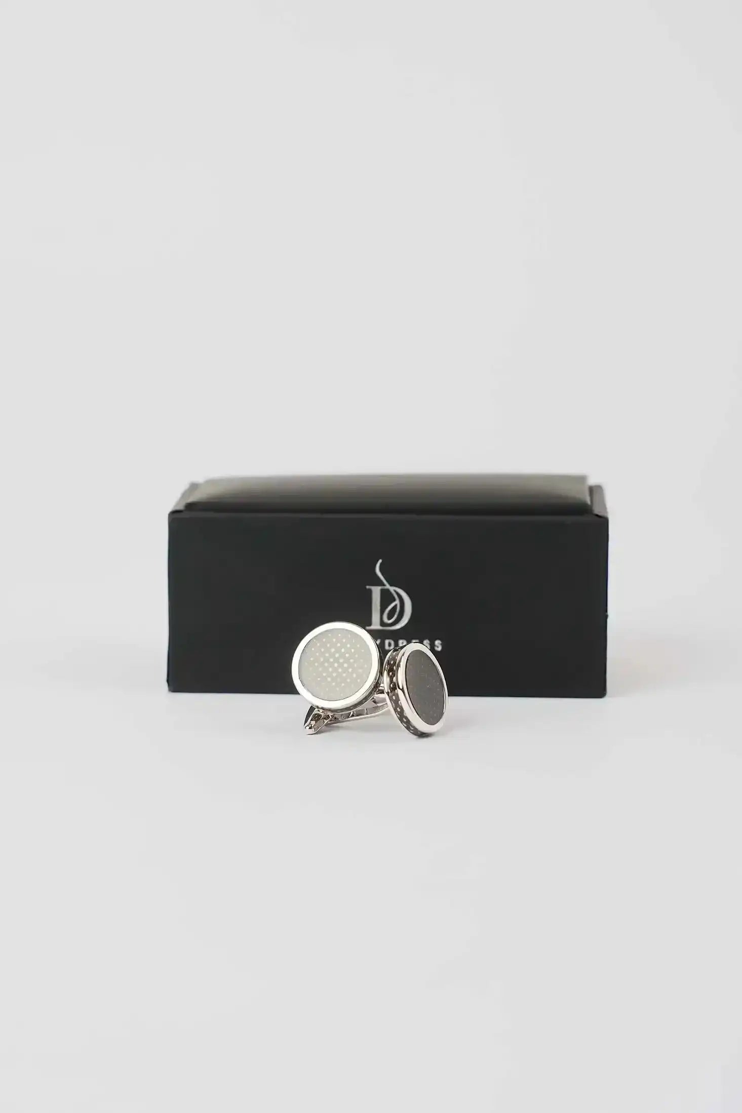 Premium Dual-Tone Textured Round Cufflinks
