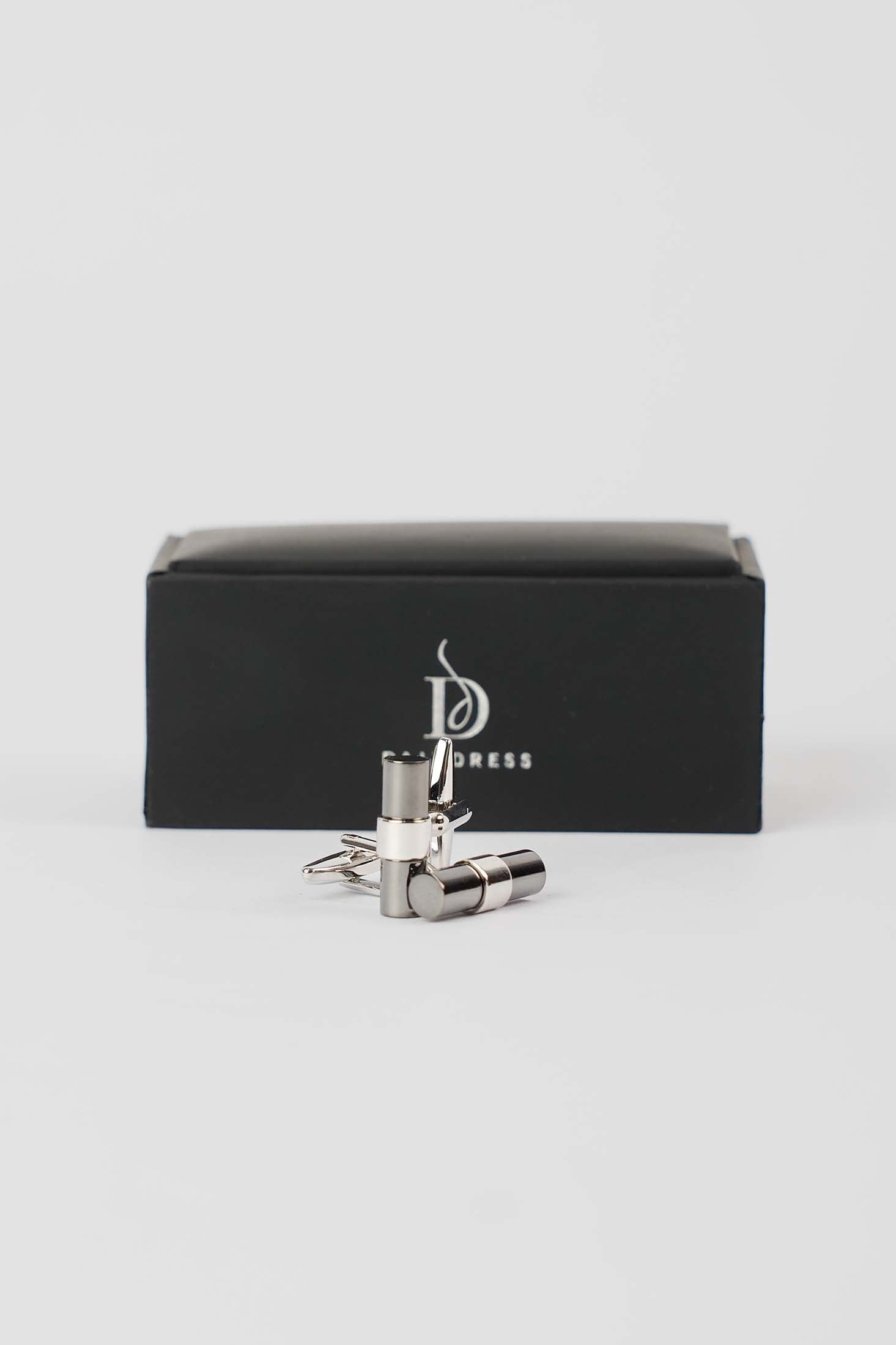 Modern Dual-Tone Cylinder Cufflinks