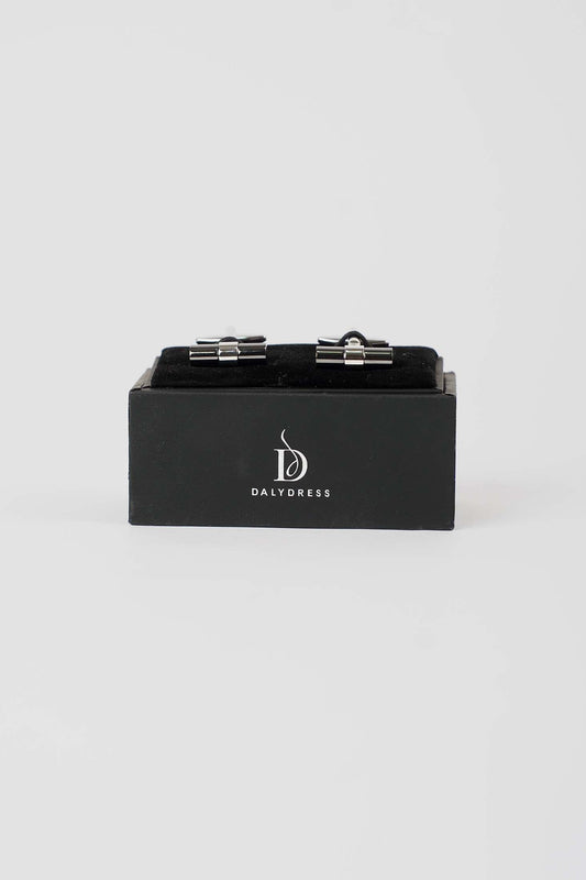 Modern Dual-Tone Cylinder Cufflinks