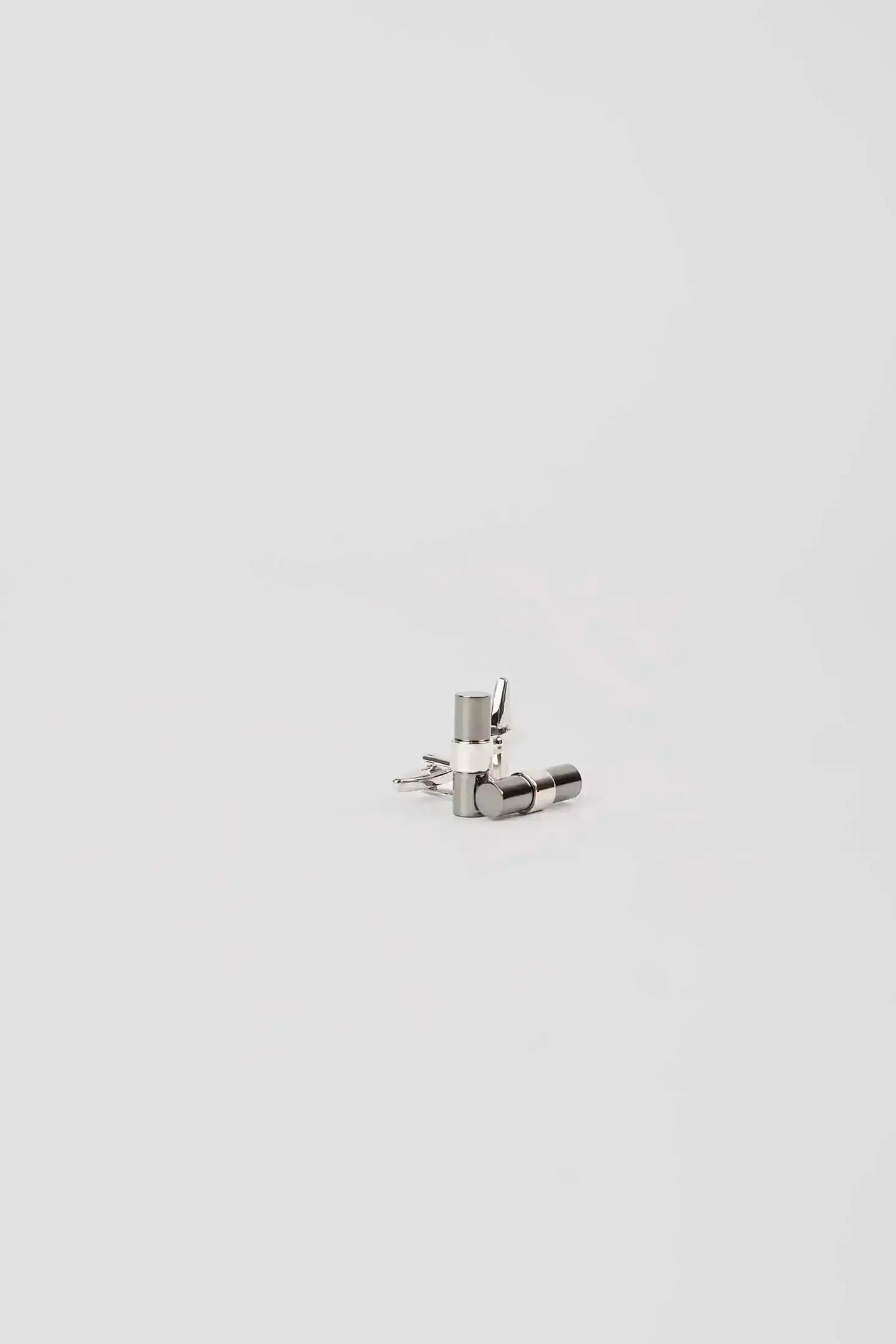 Modern Dual-Tone Cylinder Cufflinks