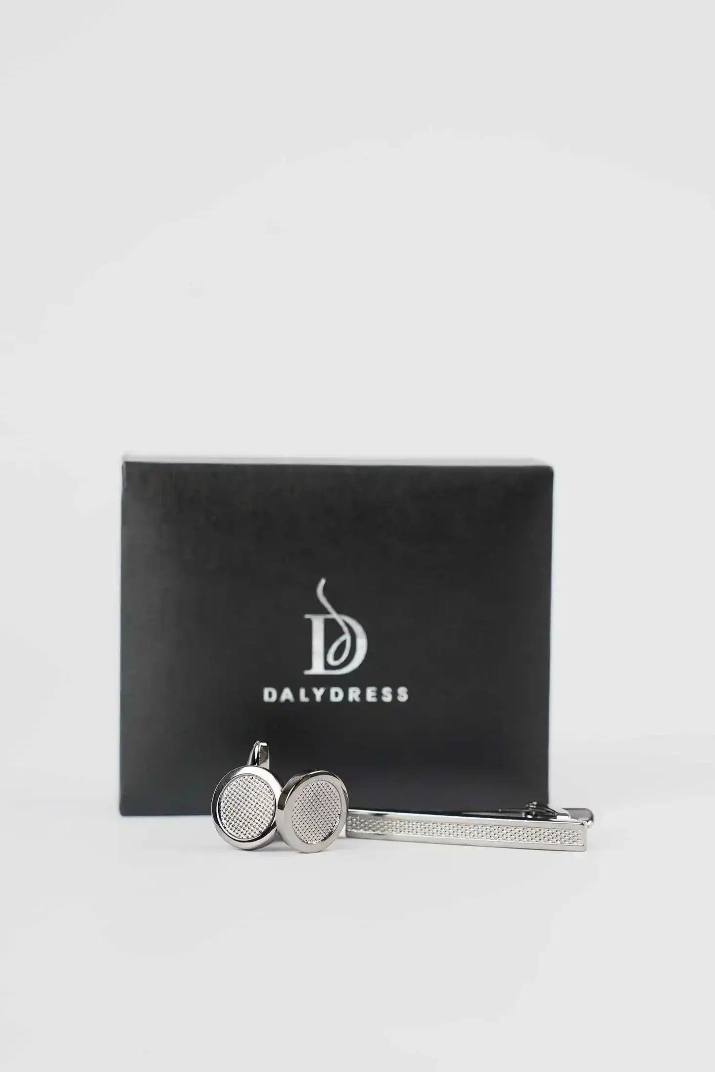 Textured Cufflink & Metal Tie Clip Set
