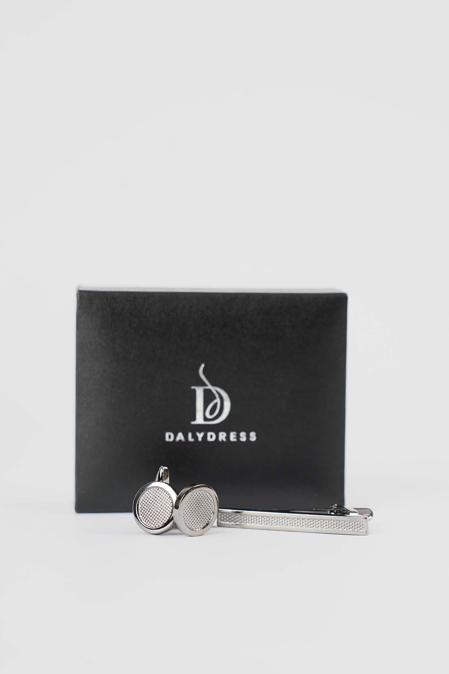 Textured Cufflink & Metal Tie Clip Set
