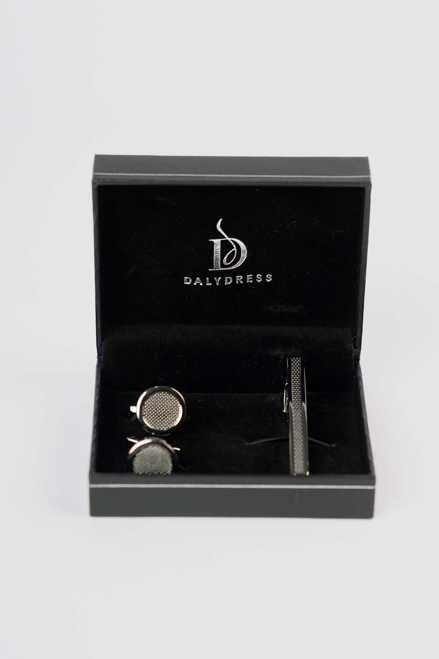 Textured Cufflink & Metal Tie Clip Set