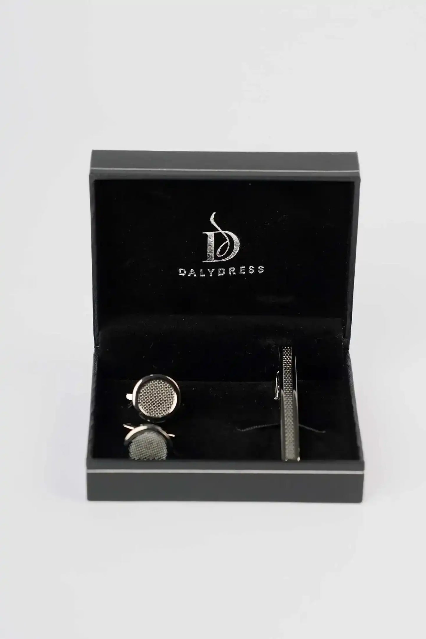Textured Cufflink & Metal Tie Clip Set
