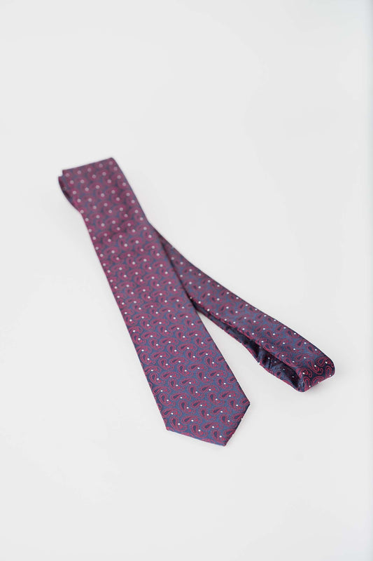 Elegant Tie with Paisley & Dots Pattern