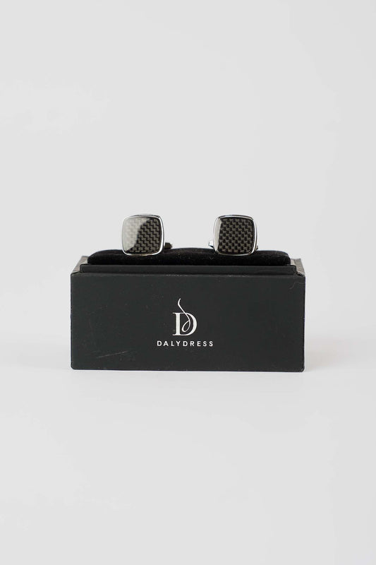 Carbon-Texture Square Cufflinks