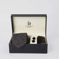 Formal Paisley Silk Tie, Circular Cufflink & Solid Hanky Set