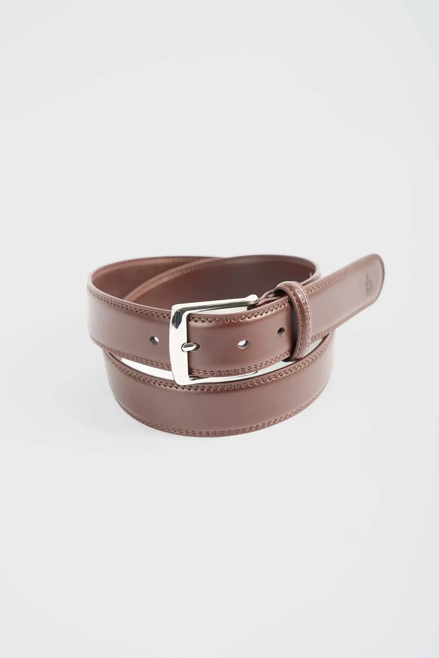 Stitched-Edge Genuine Cow Leather Belt
