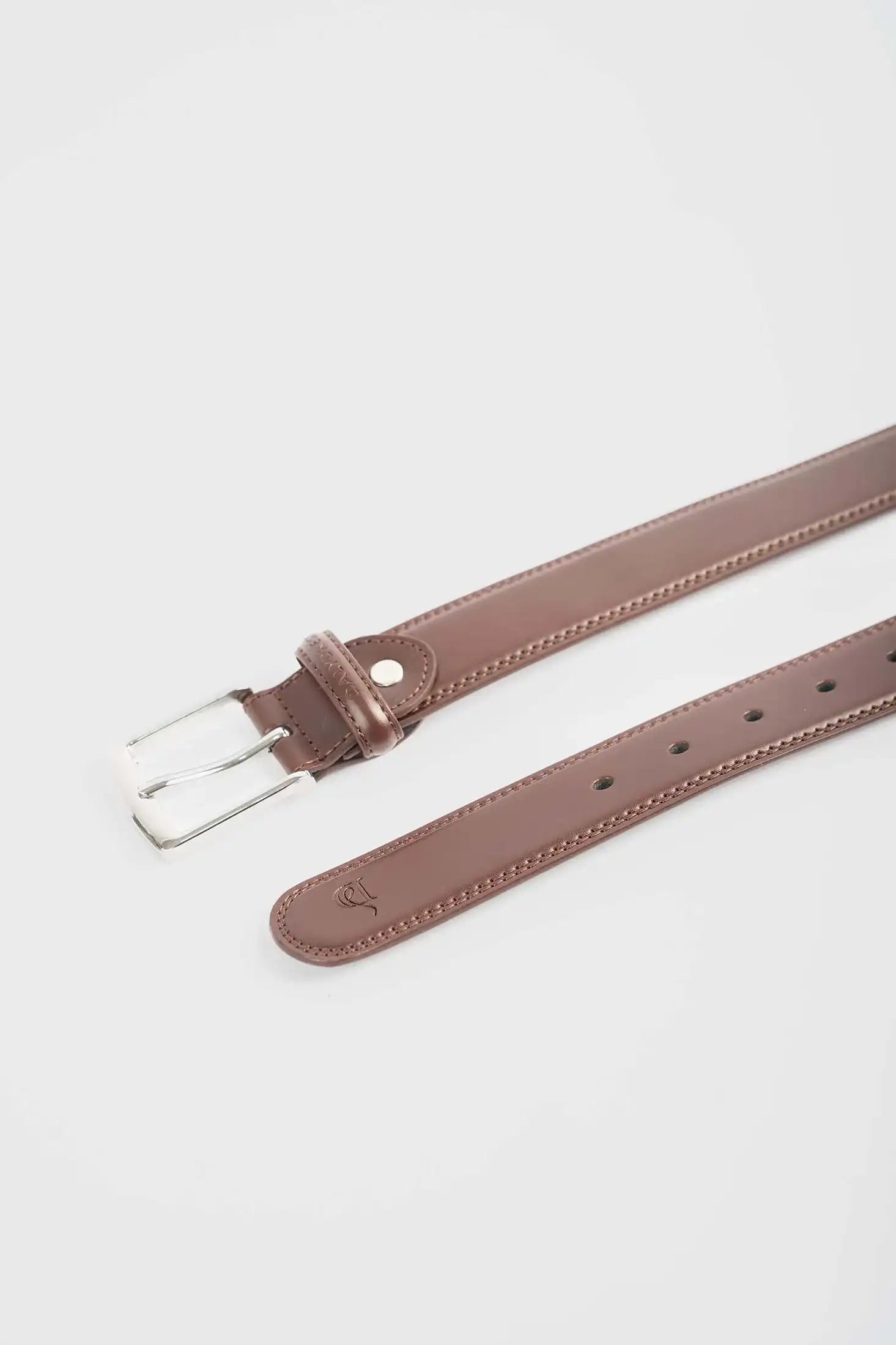Stitched-Edge Genuine Cow Leather Belt