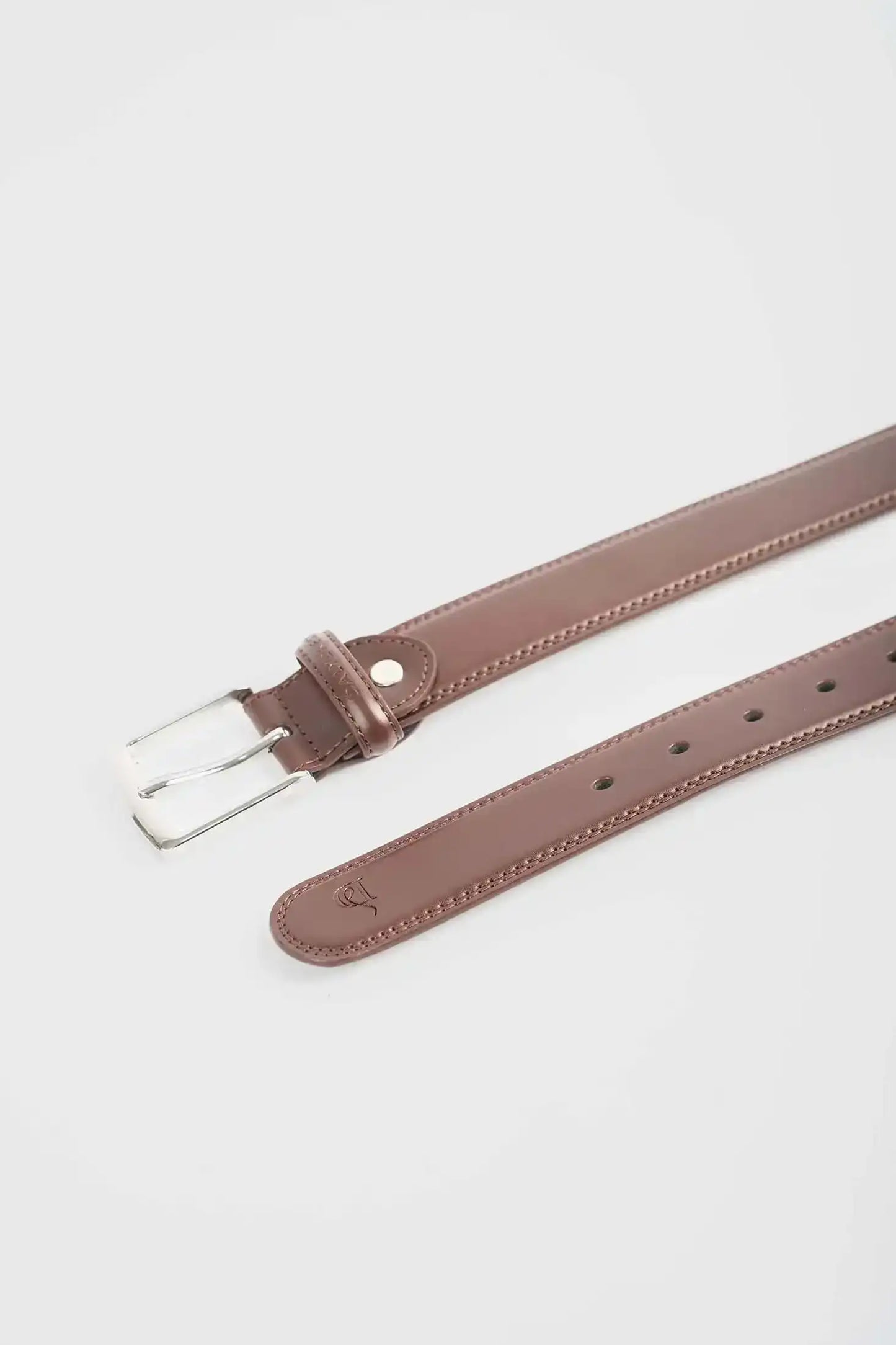 Stitched-Edge Genuine Cow Leather Belt