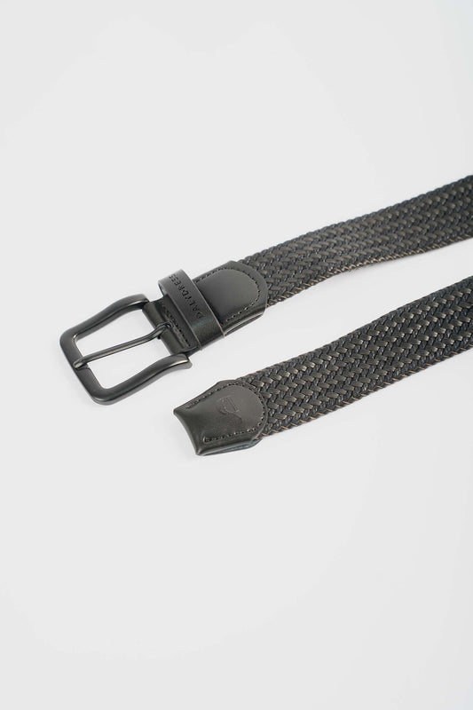 حزام جلد منسوج بلون فحمي