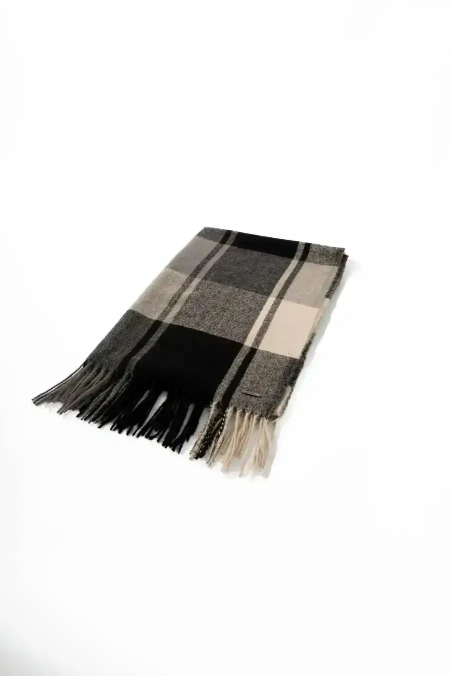 Plaids Winter Scarf with Fringes