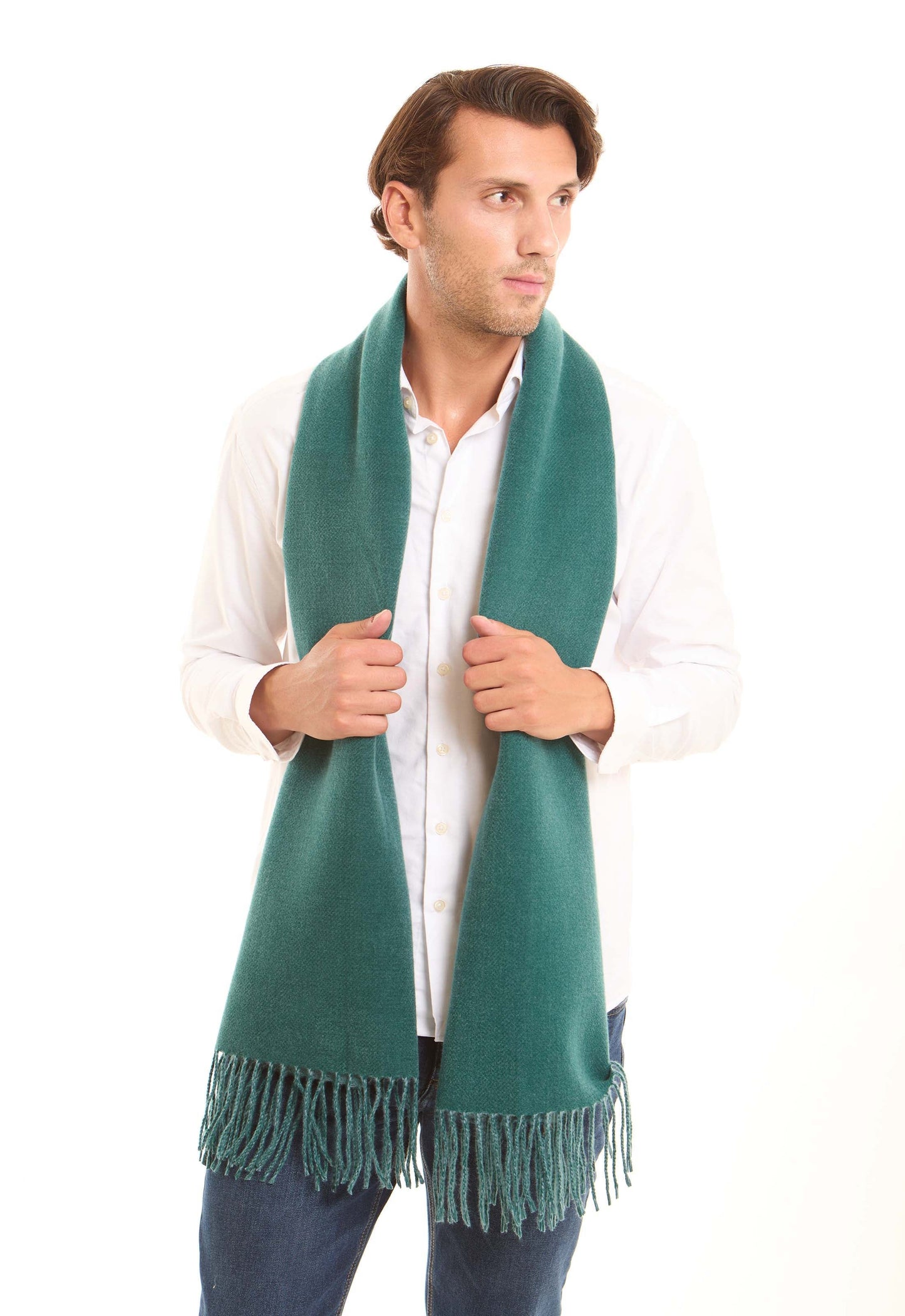 Casual Solid Scarf with Fringes Trim