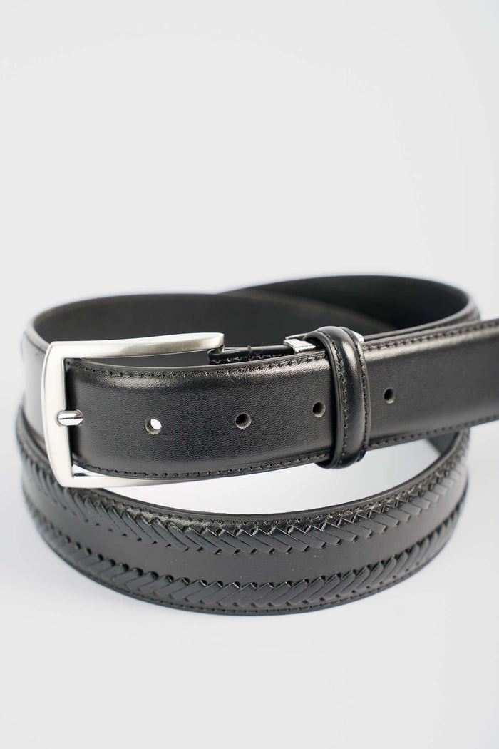 Textured Chevron Leather Belt