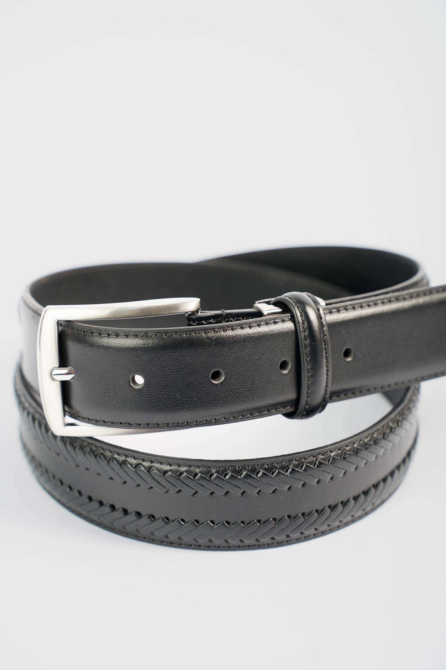 Textured Chevron Leather Belt