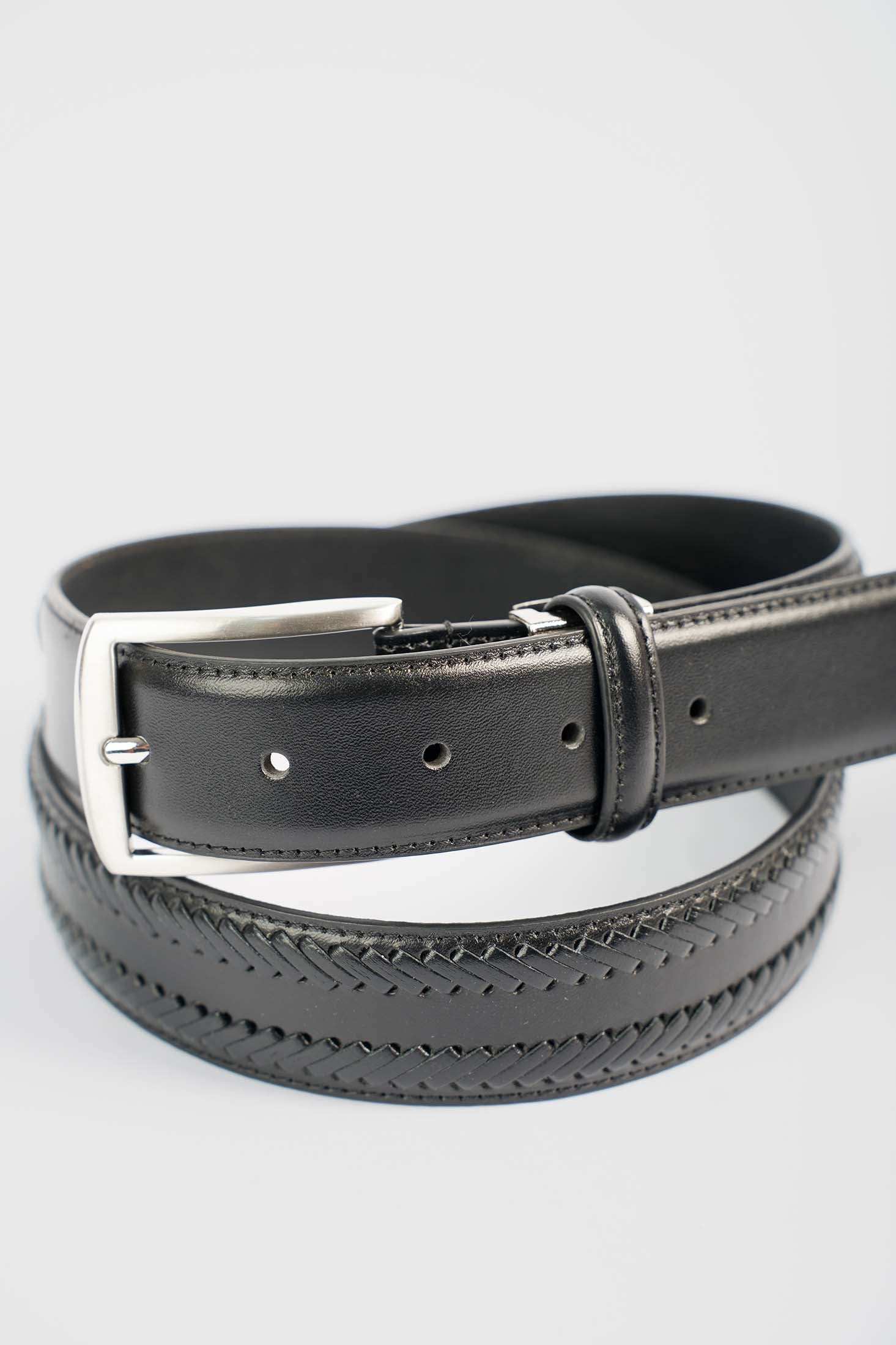 Textured Chevron Leather Belt