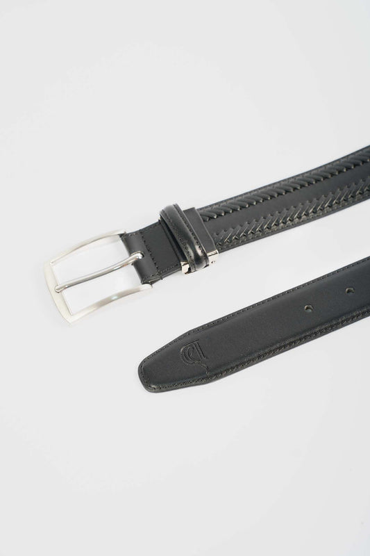 Textured Chevron Leather Belt
