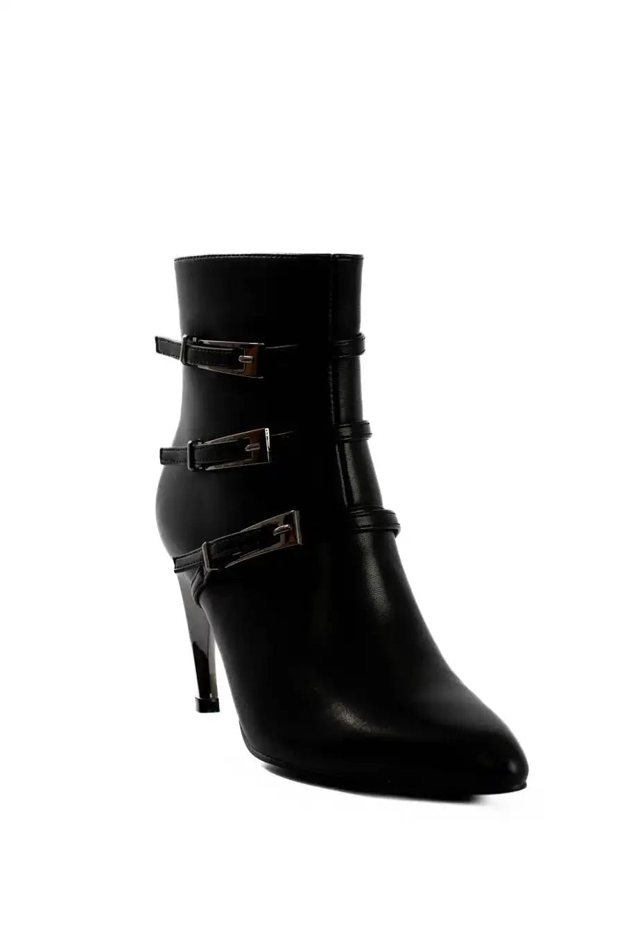 Triple Buckle Stiletto Heel Ankle Boots