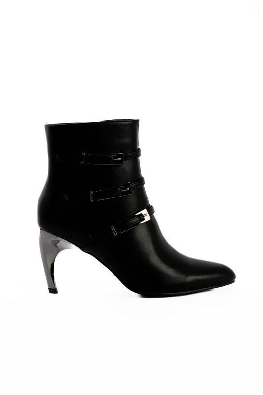 Triple Buckle Stiletto Heel Ankle Boots